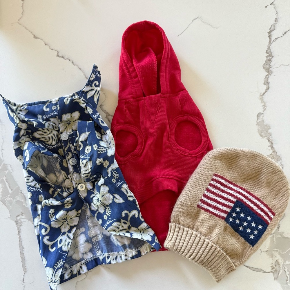 Set of Three Small Dog Tops Hoodie, Sweater Hawaiian Shirt